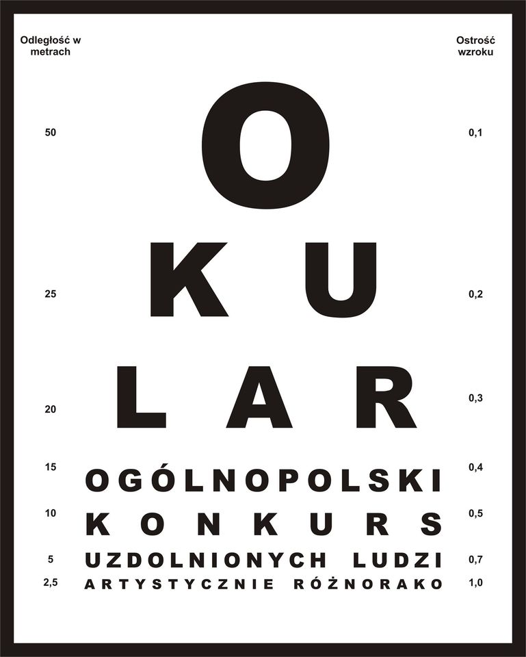 Logotyp: OKULAR Og&oacute;lnopolski Konkurs Uzdolnionych Ludzi Artystycznie R&oacute;żnorako 